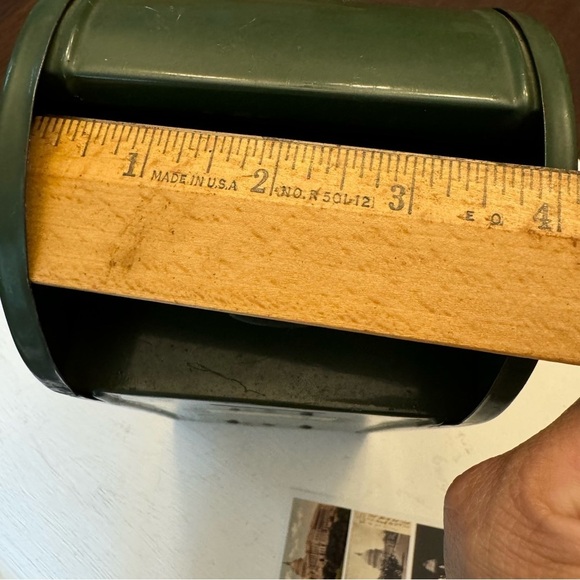 Vintage Mailbox Bank All American 9" Tall Steel Collection Box 1950/60s Green - Picture 10 of 16